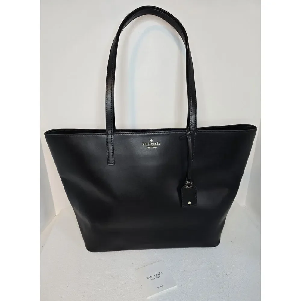 KATE SPADE Janie Tote Shopper Bag Women's Classic Logo Large Black Leather